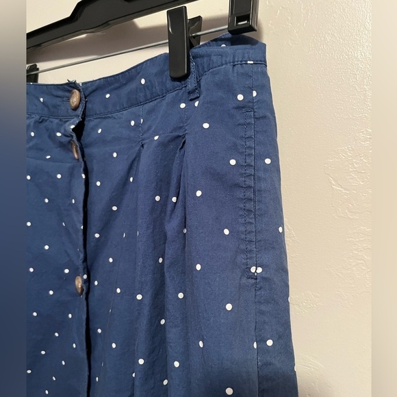 Lands End Blue and White Polka Dot Button-Front Midi Skirt - Picture 3 of 12